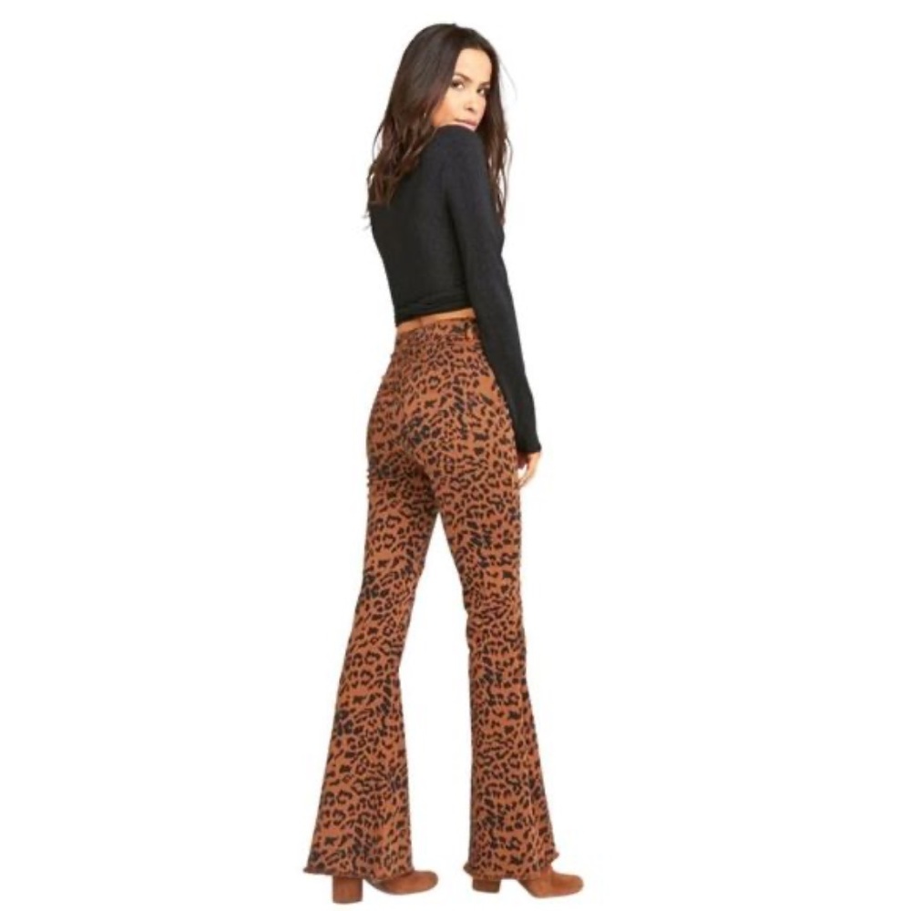 Show Me Your MuMu Tan and Black Leopard Bootcut Pants